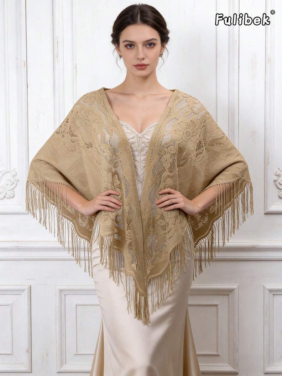 1pc Women's Lace Triangular Scarf/Shawl, Lightweight Mesh Fabric, Suitable For Beach, Vacation And Daily Wear, All Season