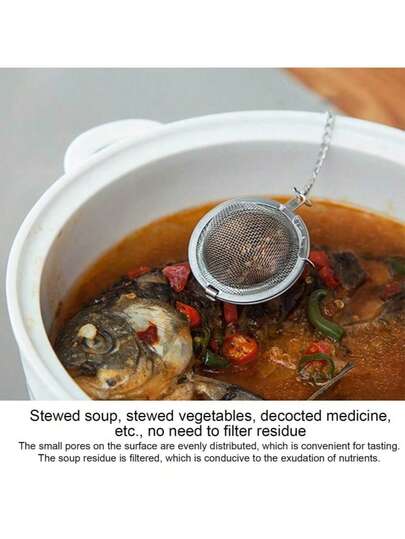 3pcs/1pc(S/M/L) Stainless Steel Tea Infuser Set - Round Mesh Ball For Loose Leaf, Suitable For Leaf Scattering, Spice And Stew Seasoning - Essential Kitchen Tool With Chain And Hook For Easy Brewing And Soaking, Kitchen Supplies, Essential Stew Soup, Gift For Family, Valentine's Day, Holiday Parties, Kitchen Accessories