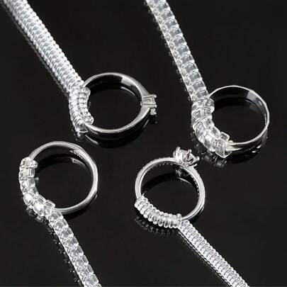 一套 4 个不同尺寸的戒指调节器，适用于松动的戒指，透明硅胶戒指保护套，男女皆宜，戒指调节器可让您在不改变戒指尺寸的情况下调节戒指。