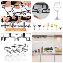 Wine Glass Holder, Wine Racks, Hanging Wine Glass Rack, Stemware Rack With 4 Rows Can Hold 8 - 12 Wine Glasses, Wine Racks Kitchen, Bar, Cafe - Holder (unassembled) + Dark Black (removable) - View 1