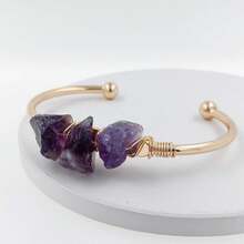 Purple Crystal Cuff Bracelet - Copper Stone Bangle Bracelet For Women - 1 - View 2