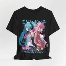 Anime Graphic Tee,-Shirt, Vocaloid Unisex Jersey Shirt, Kawaii - màu đen - Xem 2