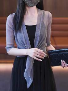 1pc Chiffon Shawl Cardigan For Women, Versatile Lightweight Short Jacket For Summer, Suitable As Outerwear For Camisole Dress - Multicolor - View 10