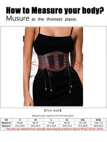 1件女士文艺复兴风格配饰咖啡棕色弹力腰带束身胸衣蕾丝网纱性感收腰带，适合万圣节派对或日常穿着 - 咖啡棕 - 查看 7