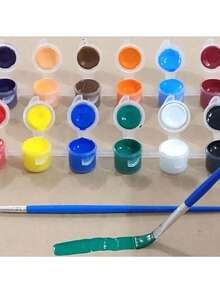 12 Colors Acrylic Paint Set, Finger Painting Board, Washable Graffiti Drawing DIY Craft Paints, Vibrant Colors Suitable For Children, Adults, Artists, Great For Birthday Gifts (12 Random Colors) - Multicolor - View 2