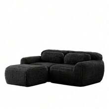 Sofas & Couches - Black + Plush + 2 Seat - View 5