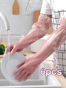 Reusable Long Sleeve Rubber Gloves, Made Of Silicone Material, Waterproof, Suitable For Kitchen, Bathroom, Floor And Wall Cleaning - Dishwashing And Pet Cleaning Gloves, Kitchen Cleaning Gloves, Floor Cleaning Gloves, Flexible Gloves, High Quality Gloves, Household Gloves, Multi-Purpose Gloves, Suitable For Busy Housewives And Professional Cleaners