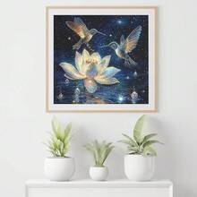 Dlylust Lotus Diamond Art Painting Kits For Adults - Full Drill Diamond Dots Paintings For Beginners, Round 5D Paint With Diamonds Pictures Gem Art Painting Kits DIY Crafts Kits 14x14inch - Lotus - 查看 3
