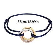 1条不锈钢三色圆环编织幸运手链，适合日常装饰 - 圓圈 - 查看 2