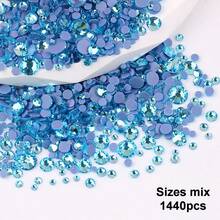 SS6 2mm-SS12 3mm，1440颗/包；SS16 4mm，720颗/包；SS20 4.8mm，360颗/包；SS30 6.4mm，288颗/包；圆形平底玻璃水晶水钻，多色水晶宝石，DMC热熔珠，适用于DIY美甲、服装、包包、鞋子、工艺品、闪亮美甲贴纸装饰