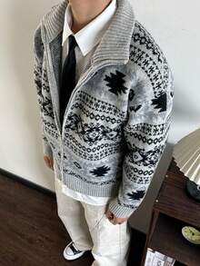 Men Cardigans - สีเทา - ดู 1