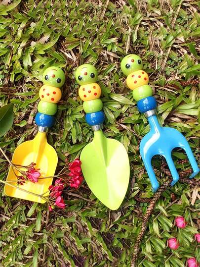 1 Set (3pcs) Caterpillar Shaped Gardening Tools For Outdoor Planting Flowers, Succulents, Vegetables, Suitable For Beach Combing, Gardening, Farm