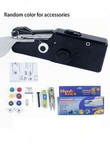 Máquina de coser portátil de mano, apta para coser eléctrica y manualmente, ideal para manualidades, confección de prendas y viajes (alimentada por batería (baterías no incluidas), color de accesorios aleatorio) - Multicolor - Ver 5