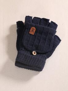 1pc Men's Winter Gloves - Jacquard Half Finger Flip-Over Knit, Thick Warm Acrylic Fabric, Button Closure, Hand Wash Or Dry Clean Only, Suitable For Outdoor Leisure Activities - Multicolor - View 7