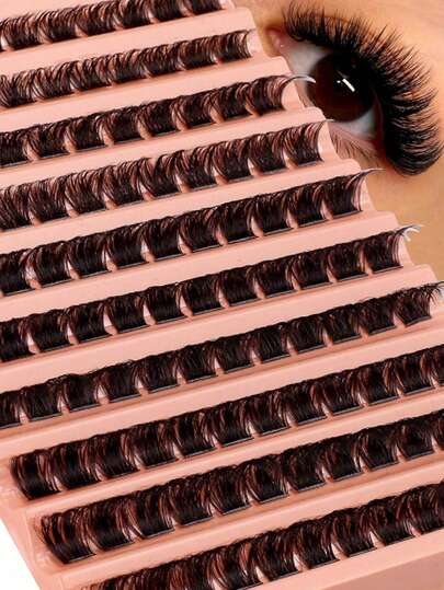 120 Clusters Of Natural Fluffy Pre Rolled Eye Black, 8-16mm Long, 0.07mm Thick, C/D Ultra Light Packaging, 10 Rows Of Waterproof Artificial Mink Single Cluster 3D Shaped Eyelashes, Durable, DIY Handmade, Suitable For Light, Heavy Makeup And Daily Wear, Portable, Suitable For Daily Use Or Outdoor