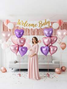 Pink Heart Balloons, 18 Inch Pink Heart Balloons, Large Pearl Pink Heart Shape Mylar Balloons, Pastel Pink Helium Foil Balloons For Boho Girl Birthday Wedding,Baby Shower,Mother's Day - Multicolor - View 4