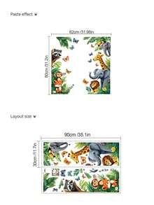 1pc Cartoon Cute Forest Animal Giraffe Elephant Butterfly Wall Sticker Decal For Kids Room Decor, Self-Adhesive - Multicolor - View 16