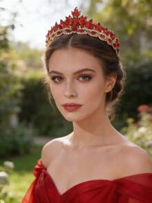 1 chiếc vương miện cài tóc bằng hợp kim tinh tế, thời trang dành cho nữ, thích hợp để trang trí tiệc cưới hoặc sinh nhật, kiểu vương miện hoàng gia. - Nhiều màu - Xem 5