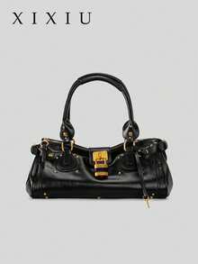 Estilo vintage clásico, moda retro de nicho, versátil, único y elegante bolso con candado antiguo, bolso de mano, bolso de hombro, bolso de sobaco, un imprescindible del estilo callejero. - Multicolor - Ver 10