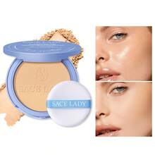 Sace Lady Base De Maquillaje Polvo Compacto Fijador Matte Resistente Al Agua Larga Duración Control De La Grasa Y Acabado Mate Impecable - 02 BEIGE NATURAL - Ver 1