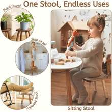 Solid Wood Step Stool - Plant Stand Indoor Smal Stools To Sit On Multi-Use Footstool For Bathroom/Bedroom/Kitchen Walnut Color - Walnut Color - View 6