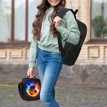 3pcs Football-Themed Backpack Set With Lunch Box & Pencil Case&Storage Bag - Polyester, Lightweight - Backpack - View 8