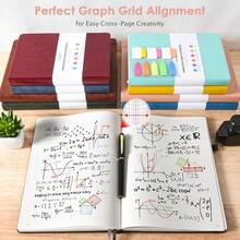 Graph Paper Notebook, 312 NFUmberssed Pages B5 Hardcover Leather Journal, 100gsm No Bleed Grid Paper Notebook With Index Pages, Grid Notebook For Graphing Notes Math, 7.6'' X 10'', Pink - Pink - View 6