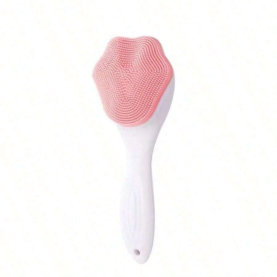 Silicone Face Scrubber Exfoliating Brush, Manual Handheld Facial Cleansing And Blackhead Scrubber, Soft Bristles Waterproof For Face Skincare (Pink) - 粉色 - 查看 1