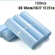 Bộ 10/20/50/100 túi chuyển phát nhanh dày dặn, chống thấm nước màu xanh nhạt, túi đóng gói bưu phẩm tự dán, túi xách tay có quai xách, túi đựng tài liệu và đồ dùng hậu cần. - Nhiều màu - Xem 23
