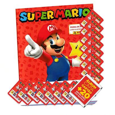 Super Mario Hora de Brincar - Álbum Capa Cartão + 20 Envelopes (100 Figurinhas) - Novo