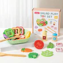 Kids Realistic DIY Salad Toy Set, Food Recognition DIY Ingredient Matching Salad, Suitable For Boys And Girls Pretend Play Game Toy Set, Children's Christmas Gift And Birthday Gift - Multicolor - View 2