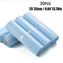 Bộ 10/20/50/100 túi chuyển phát nhanh dày dặn, chống thấm nước màu xanh nhạt, túi đóng gói bưu phẩm tự dán, túi xách tay có quai xách, túi đựng tài liệu và đồ dùng hậu cần. - Nhiều màu - Xem 16