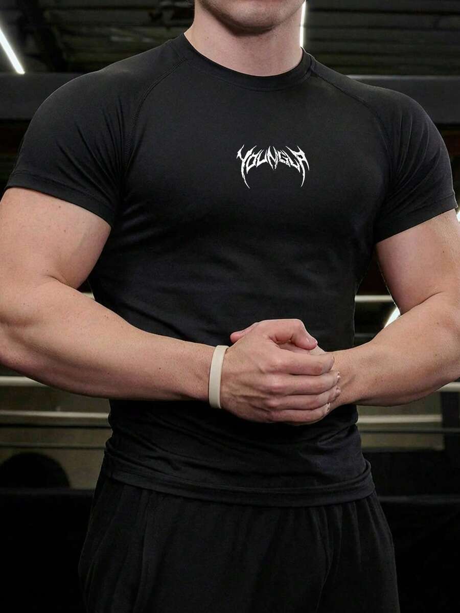 Men's Fashionable Casual Versatile Printed T-Shirt, Summer - Black - View 1