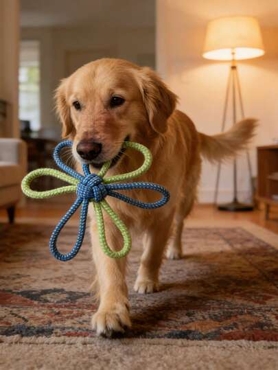 1 Pc Durable Rope Chew Toy For Dogs, Interactive Pet Toy ,Cleaning Tooth Toy For Dog