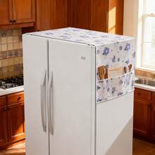 1件装花卉图案冰箱防尘罩，防水防油冰箱罩