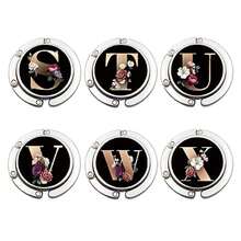 1pc Circular Foldable Bag Hanger, Creative English Letter Design Portable Desk Hook For Purse, Backpack Storage