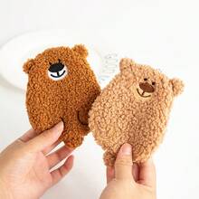 2件套可爱小熊毛绒卡通零钱包，迷你耳机盒，零钱包，口红收纳袋 - 彩色 - 查看 3