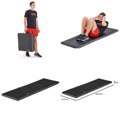 6539 Ultimate Folding With Thick Padding Support And Comfort With Floor Workouts And Easy Clean And Transport, 183x 61x 5 Black
