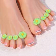 8 Silicone Petal Nail Separators - Black Petal Toe Separators, Women's Nail Care Tools, Daily DIY Design, Durable Stickers - 白色珍珠 - 查看 7