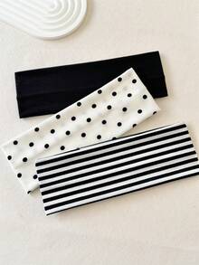 3 chiếc băng đô thể thao chấm bi thanh lịch, sọc đen trắng, co giãn màu đen, phụ kiện tóc đơn giản cổ điển, thích hợp cho việc tập thể dục hàng ngày, yoga, chạy bộ, băng đô thấm mồ hôi, quấn đầu ấm áp cho mùa đông - Nhiều màu - Xem 14