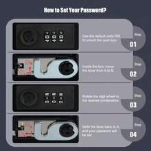 1 个大型重型金属现金箱，带锁和现金托盘 - 安全钥匙锁，配有 2 把钥匙，可拆卸硬币和纸币隔层，坚固的提手，适用于家庭、办公室和零售场所。黑色现金箱，用于存放纸币、硬币和贵重物品。- 专为收银员、小型企业和零售环境设计，配有可拆卸硬币托盘、安全机制和不锈钢提手 - 办公室/商店 - A - 查看 11