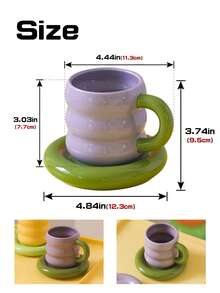 Dieses süße Keramik Tassen- und Untertassen-Set mit einzigartigem Design eignet sich für den Gebrauch Zuhause, im Büro und in Cafés. Es ist auch ein tolles Geschenk. - Verschiedenfarbig - Übersicht 6