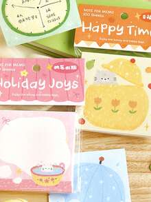 1pc Cute Warm & Cozy Series Memo Pad, Suitable For Gifts, Office, Home, Marking, Labels, Classroom, Entertainment Toys, Student Journals, Creative Vintage Decoration DIY Materials - Multicolor - View 7