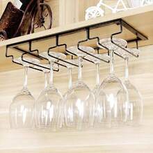 Wine Glass Holder, Wine Racks, Hanging Wine Glass Rack, Stemware Rack With 4 Rows Can Hold 8 - 12 Wine Glasses, Wine Racks Kitchen, Bar, Cafe - Holder (unassembled) + Dark Black (removable) - View 2