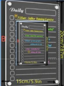 一套磁性亚克力冰箱贴计划表，可重复使用干擦日历，每周膳食计划表，亚克力磁性白板，透明留言板，备忘录提醒展示板，可重复使用书写板（含6支白板笔）