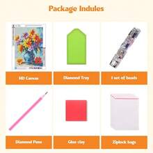 MISCER Flower Diamond Art Kits For Adults, Floral Diamond Painting Kits For Beginners, 5D Full Drill Round Paint With Diamonds Pictures, Gem Art Painting DIY Crafts Kit Decor 12x16inch - 花-11 - 查看 7