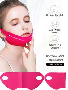 1pc V-Line Face Lifting Strap, Chin Lifting Gel Training Band, Face Lifting Chin Mask, Eliminate Double Chin, Reduce Wrinkles. Can Be Worn During Sleep, At Home, Exercise Or Yoga. - Multicolor - View 1