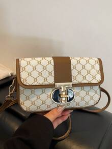 复古时尚别致小众单肩斜挎腋下搭扣小方包 - 白色 - 查看 7