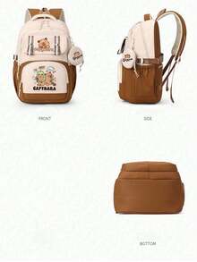 1pc/2pcs Cute Panda Backpack Set, Large Capacity Student Backpack And Case Pencil Set, With Multiple Pockets, Large Capacity, Breathable And Lightweight Schoolbag, Nylon Capybara Print Backpack With Adjustable Straps Zip Closure, Polyester Lined - Perfect Gift For Students, Back To School Supplies School Bag Bookbag