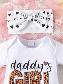 2件套女婴可爱字母印花连体衣+短裤薄款套装，夏季 - 白色 - 查看 3